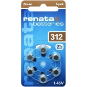 Renata ZA 312 hoortoestel batterij Zinc Air 6 stuks